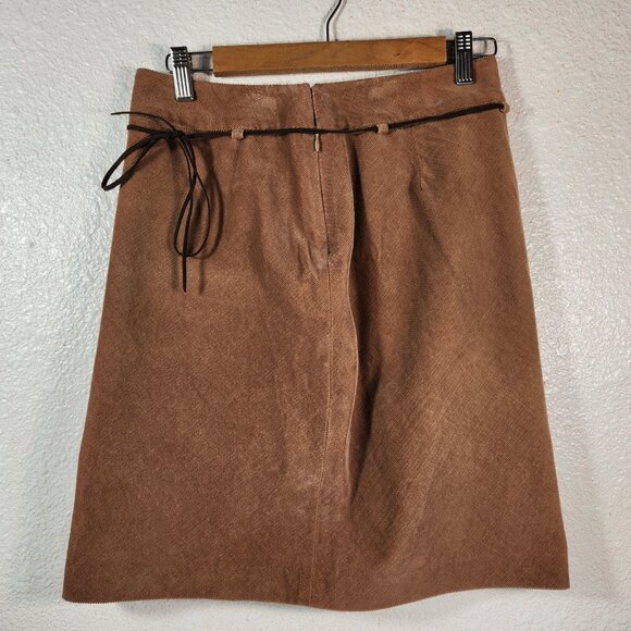 Ann Taylor Cord Pencil Skirt Petite 4P Brown Zip Hook & Eye Closure + Belt - Picture 12 of 12